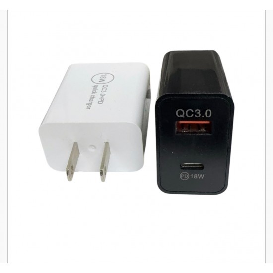 DMAX  Dual PD+QC3.0 USB Wall Charger 12 Count Black & White Mix Counter Display..