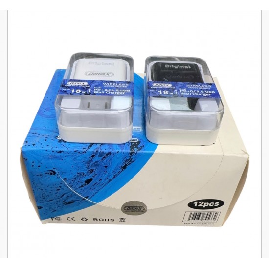 DMAX  Dual PD+QC3.0 USB Wall Charger 12 Count Black & White Mix Counter Display..