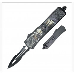Special OTF Knife Multicolor Wolf Handle, Double Serrated Dagger Blade (50/1/15*12*10/28)