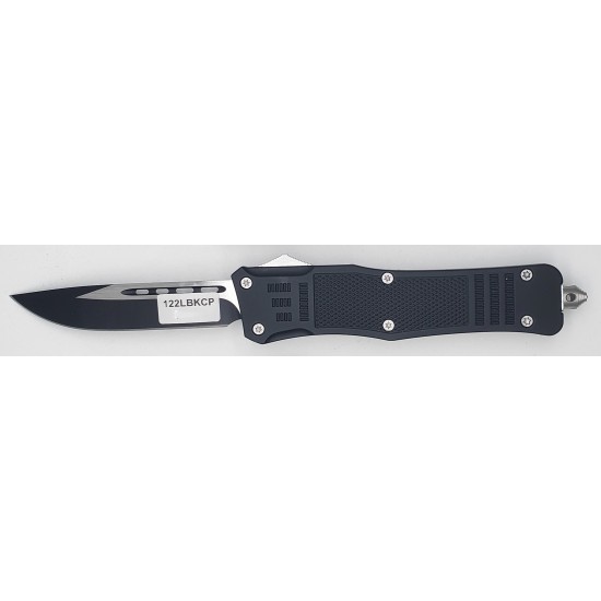 Special OTF Knife, Black 5.75" Handle, Normal Straight 3.75" Black Blade. 9.5" Overall  (LDP/112LBKCP) (60/cs)