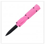 Mini 5-3/8" Overall OTF Knife, Pink Handle, Black Dagger Blade and Pocket Clip.(200/40/13*9*8/32)