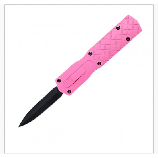 Mini 5-3/8" Overall OTF Knife, Pink Handle, Black Dagger Blade and Pocket Clip.(200/40/13*9*8/32)