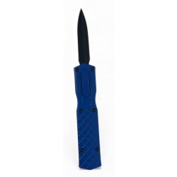 Mini 5-3/8" Overall OTF Knife, Blue Handle, Black Dagger Blade and Pocket Clip.(200/40/13*9*8/32)