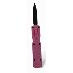 Mini 5-3/8" Overall OTF Knife, Pink Handle, Black Dagger Blade and Pocket Clip.(200/40/13*9*8/32)