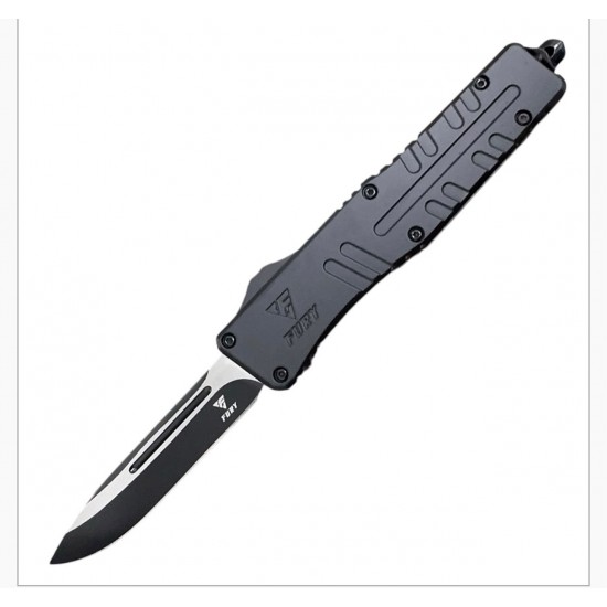 FURY Special OTF Knife. Black Handle, Drop Point Blade