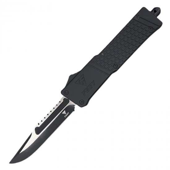 FURY3 Special OTF Knife, 9.5" Overall,. Black Handle,  Drop Point Blade 3.75" (60/1/16*15*11/46)