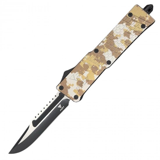 FURY3 Special OTF Knife, 9.5" Overall, CAMO Handle, Drop Point Blade 3.75" (60/1/16*15*11/46)