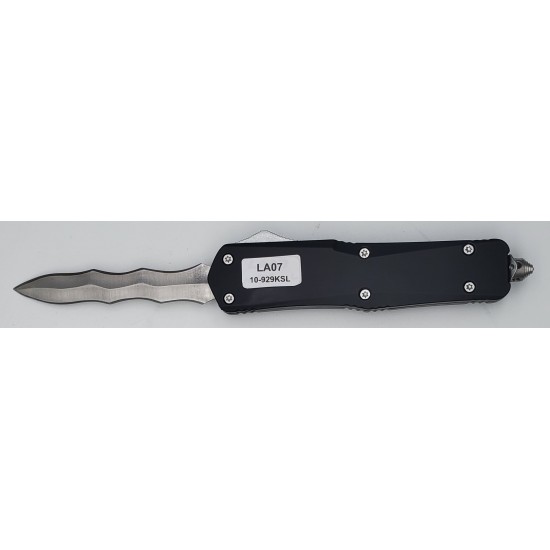 Special OTF Knife. Black Handle, Silver Kris Blade (60/cs) (10-929KSL)