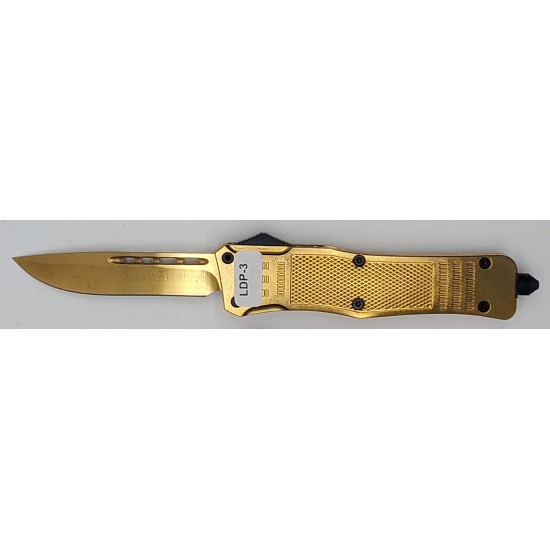 Special OTF Knife. Golden Handle, Golden Drop Point Blade (60/cs)