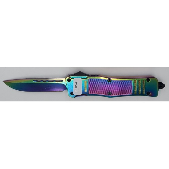 Special OTF Knife. Titanium Multi color Handle and Drop Point Blade (60/cs)