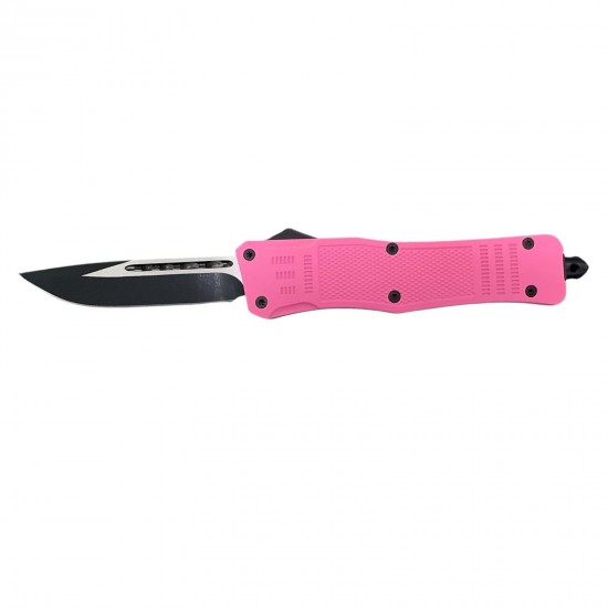 Special OTF Knife. Pink Handle, Black Drop Point Blade (60/cs)