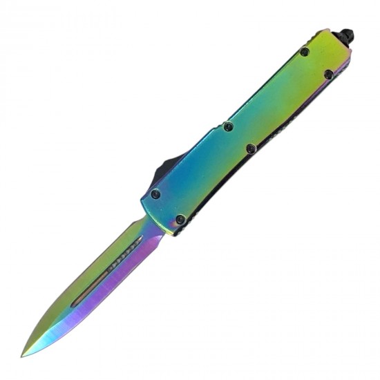 Special OTF Knife. Rainbow Handle & Dagger Blade (60/cs)