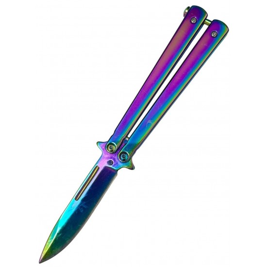 Rainbow Titanium (RB) Handle Folding " Y " Special Knife 8" Overall (120/12/15*9*12/45)
