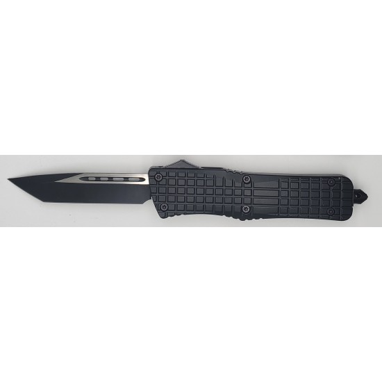 Special OTF Knife, Black 5.75" Handle, American Tanto 3.75" Black Blade. 9.5" Overall. (60/cs)