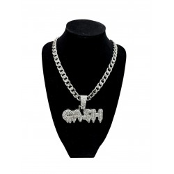Silver Curb Cuban Link Chain Necklace with "CASH" Pendant Silver Curb Cuban Link Chain Necklace with "CASH" Pendant
