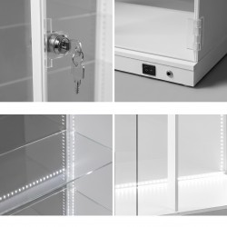 Counter Top LED 4 Sections Acrylic Display 24.5''X29.5''hX10.5''  with Lock Doors. (31*25*24/20), (18/1/40*48*95/390)