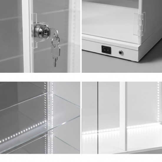Counter Top LED 4 Sections Acrylic Display 24.5''X29.5''hX10.5''  with Lock Doors. (31*25*24/20), (18/1/40*48*95/390)