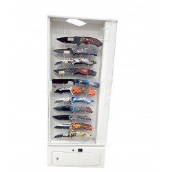 4 Sided Counter Top Acrylic Display W/ LED, HOLDS Knives 48 Pcs (Included) (1/14*14*33/20) (18/42*48*71/395)