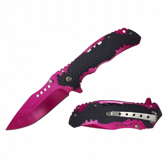 Honey Comb / Pink Blade Assisted Knife w/ABS Handle (120/12/12*9*16/38)