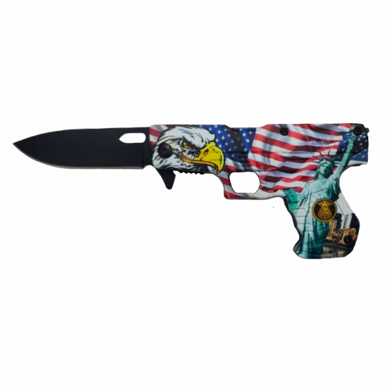Gun Shape Spring Assist Knife (60/12/17*15*6/31)