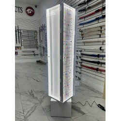 4 Sided Floor Acrylic Display W/ LED, HOLDS 12 Cards (Jewelry Included).