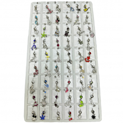 Silver Muti Design Belly Rings 54 pcs/card (50/1/22*16*18/33) JW-507