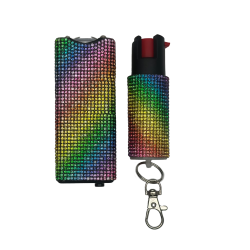Cheetah Rainbow Rhinestones Stun Gun & Pepper Spray Combo Blister Pack (120/1/24*15*18/49) Cheetah Rainbow Rhinestones Stun Gun & Pepper Spray Combo Blister Pack (120/1/24*15*18/49)