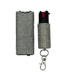 Cheetah White Rhinestones Stun Gun & Pepper Spray Combo Blister Pack (120/1/24*15*18/49) Cheetah White Rhinestones Stun Gun & Pepper Spray Combo Blister Pack (120/1/24*15*18/49)
