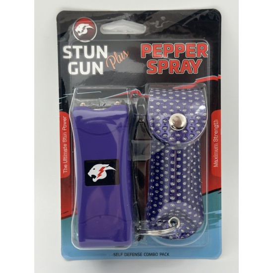 Cheetah Stun Gun (CH-10PR) & Pepper Spray (CH-31PRB) COMBO Blister Pack (120/1/24*14*18/44)