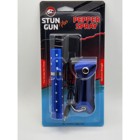 Cheetah Blue Lipstick Stun Gun (CH-18) & Pepper Spray COMBO Blister Pack