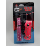 Cheetah Pink Lipstick Stun Gun & Pepper Spray COMBO Blister Pack (48/1/20*15*10/17)