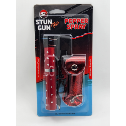 Cheetah Red Lipstick Stun Gun & Pepper Spray COMBO Blister Pack (48/1/20*15*10/17)