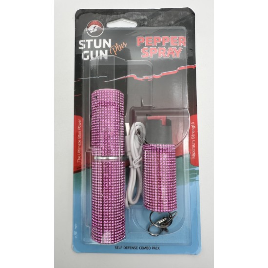 Pink Rhinestones Lipstick & Pepper Spray Combo (48/1/20*16*11/20)