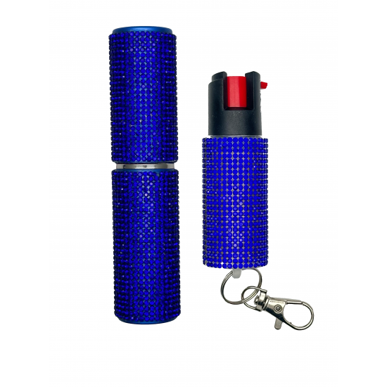 Blue Rhinestones Lipstick & Pepper Spray Combo (48/1/20*16*11/20)