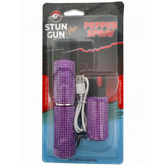 Purple Rhinestones Lipstick & Pepper Spray Combo (48/1/20*16*11/20)