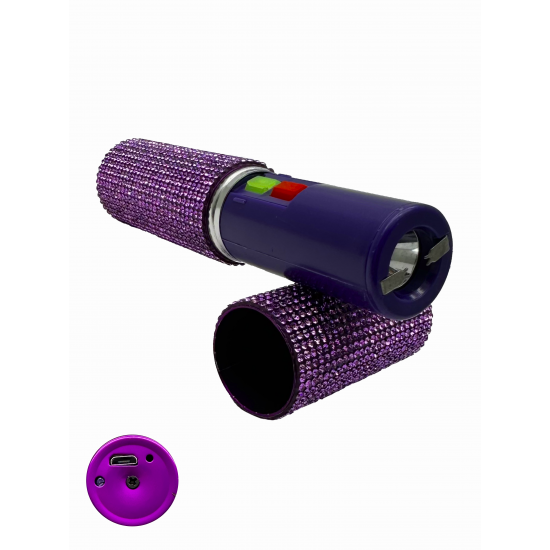 Purple Rhinestones Lipstick & Pepper Spray Combo (48/1/20*16*11/20)