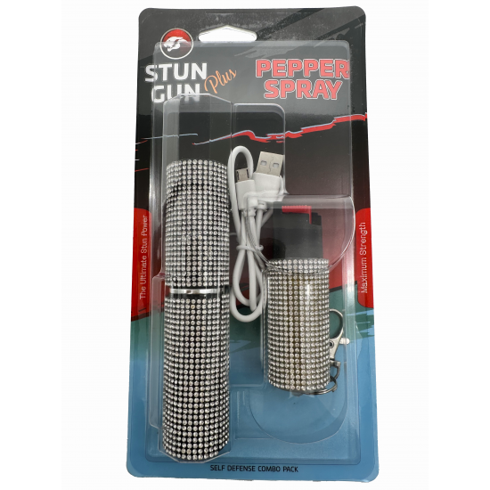 Silver Rhinestones Lipstick & Pepper Spray Combo (48/1/20*16*11/20)