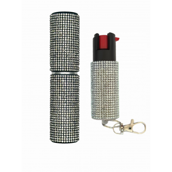 Silver Rhinestones Lipstick & Pepper Spray Combo (48/1/20*16*11/20)