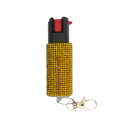 Cheetah Gold Rhinestones 1/2 oz Keychain Pepper Spray (200/24X14X18/30)