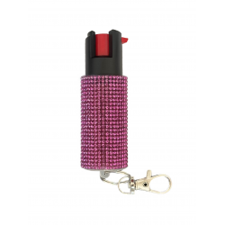 Cheetah Pink Rhinestones 1/2 oz Keychain Pepper Spray (200/24X14X18/30)