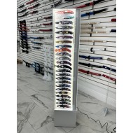 NEW 4 Sided Floor Acrylic Display W/ LED, 12*12*57H HOLDS 96 Pcs (Knives NOT Included). (9/42*48*64/364)