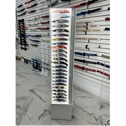 NEW 4 Sided Floor Acrylic Display W/ LED, 12*12*57H HOLDS 96 Pcs (Knives NOT Included). (9/42*48*64/364)