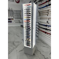 NEW 4 Sided Floor Acrylic Display W/ LED, 12*12*57H HOLDS 96 Pcs (Knives NOT Included). (9/42*48*64/364)