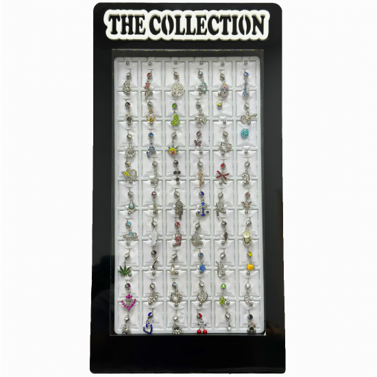 Body Jewelry Display Holds Single Card (Included), Black (2/1/27*14*8/10)