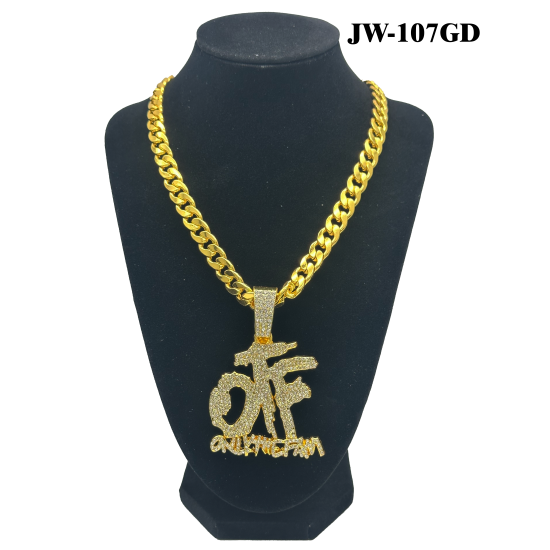 OTF Curb Link Chain and Pendant 50cm Gold Necklace 