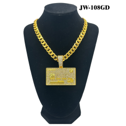 Credit Card Curb Link Chain and Pendant 50cm Gold Necklace 