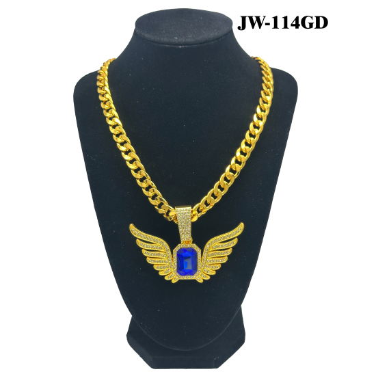 Sapphire Angel Curb Link Chain and Pendant 50cm Gold Necklace 