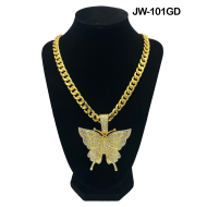 Butterfly Curb Link Chain and Pendant 50cm Gold Necklace