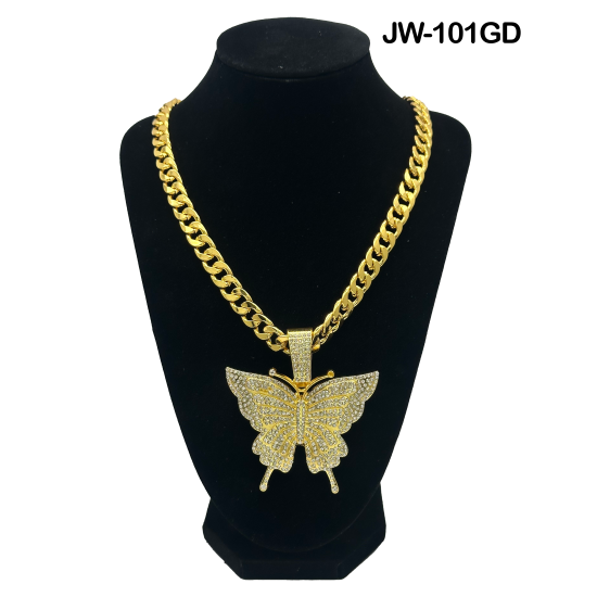 Butterfly Curb Link Chain and Pendant 50cm Gold Necklace