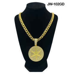 Circle Star Curb Link Chain and Pendant 50cm Gold Necklace